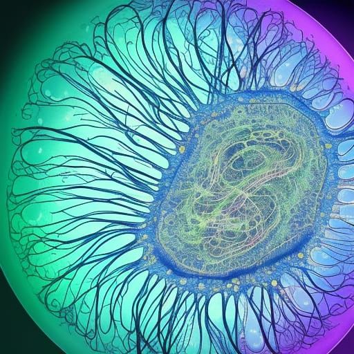 Colorful Bacteria Microbes in Detailed Gouache Painting