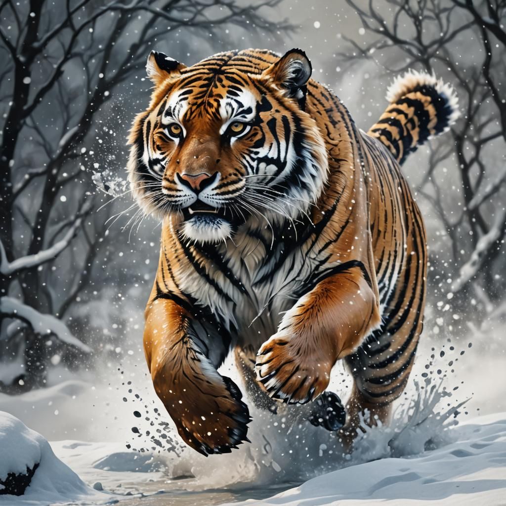 a magestic tiger seal in snow, stunning visually, high quali...