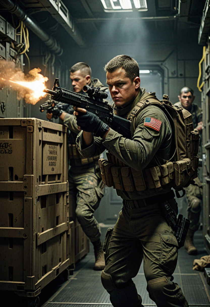 Marine in Futuristic Space Station Corridor