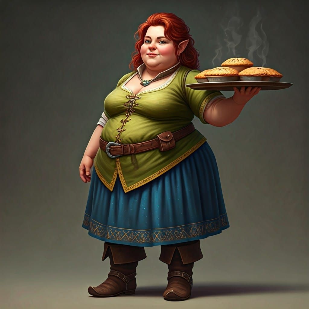 Vibrant Tavern Hostess Serves Golden Pies