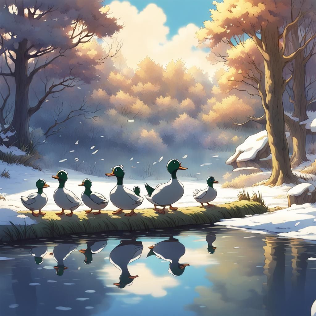 Ducks Playing Oboe: Studio Ghibli Anime Visual