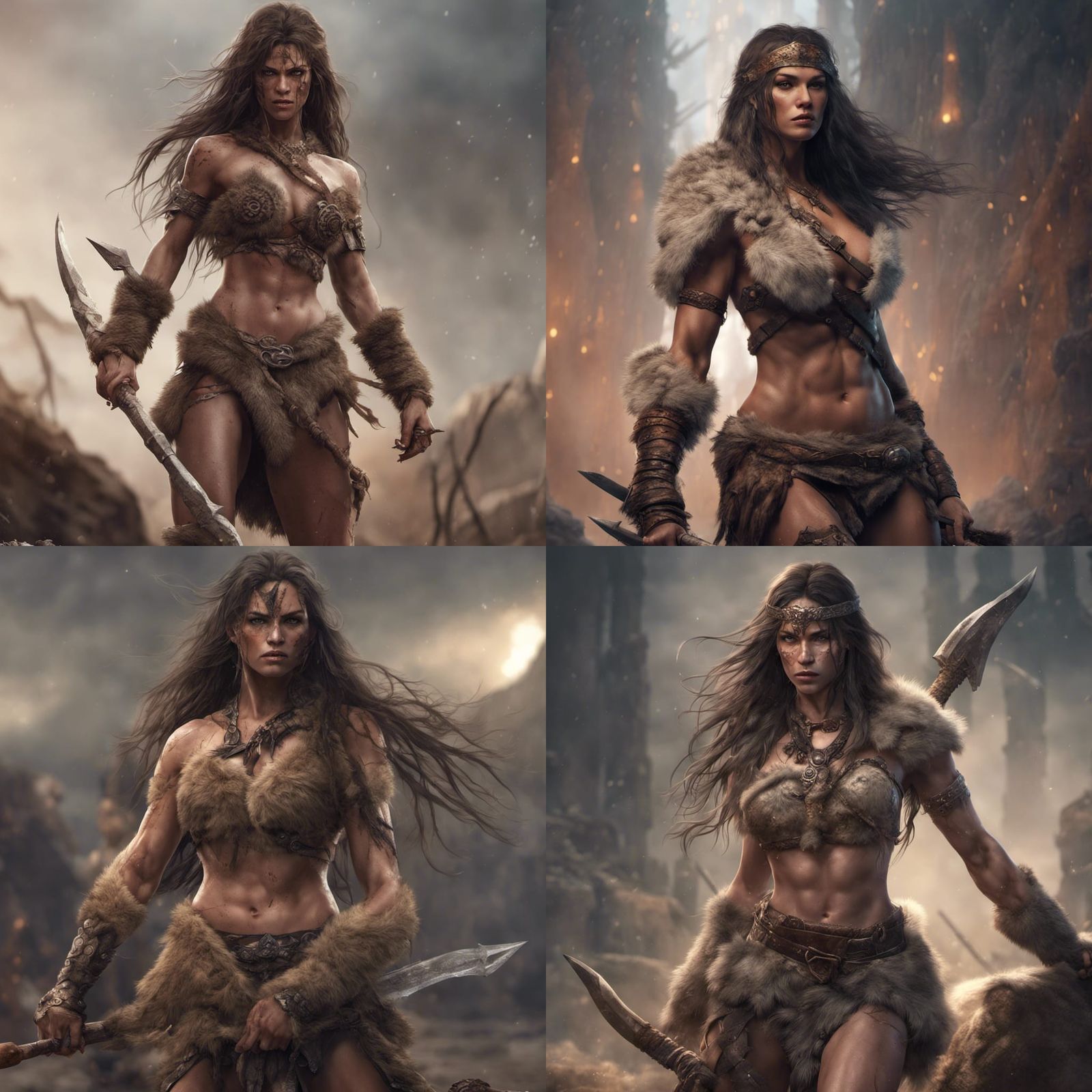 Fierce Conan Barbarian Woman in Prehistoric Setting
