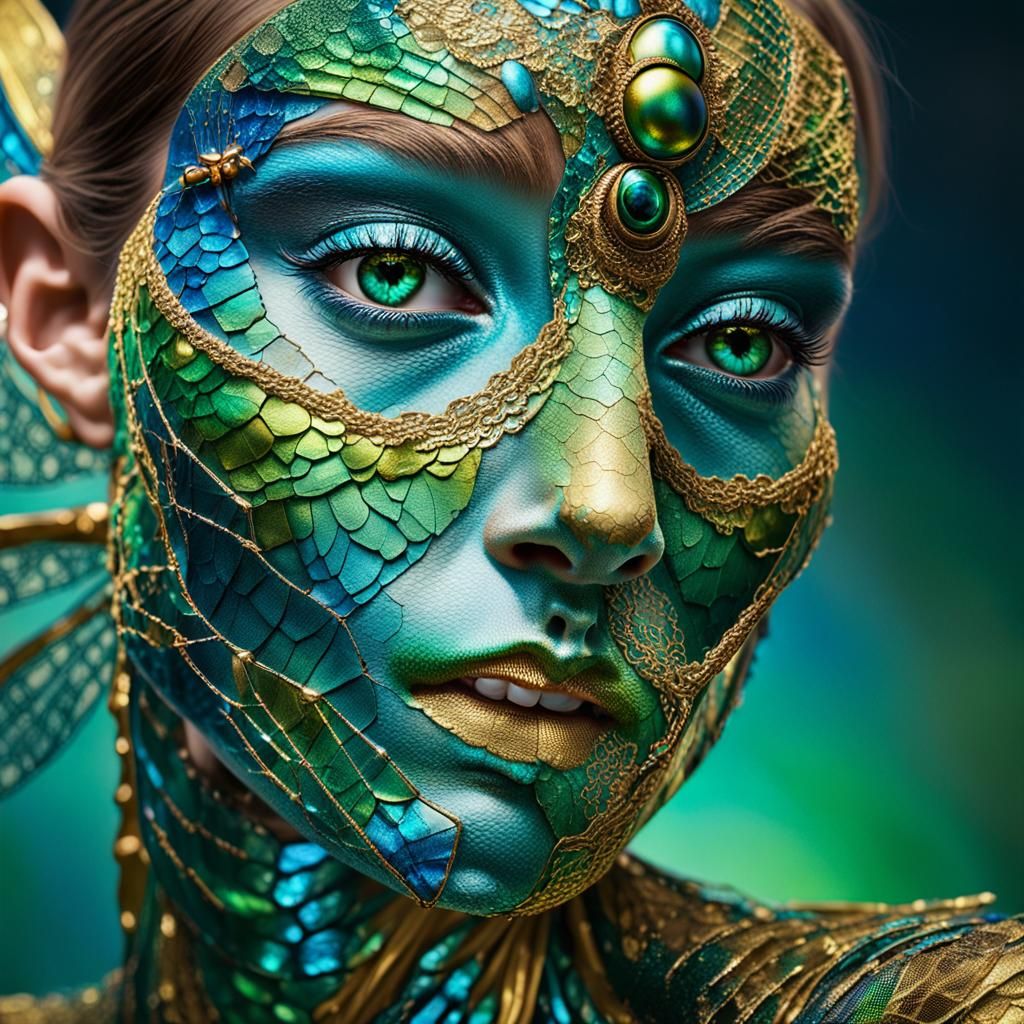 Surrealism in Motion: Metallic Dragonfly Emerges