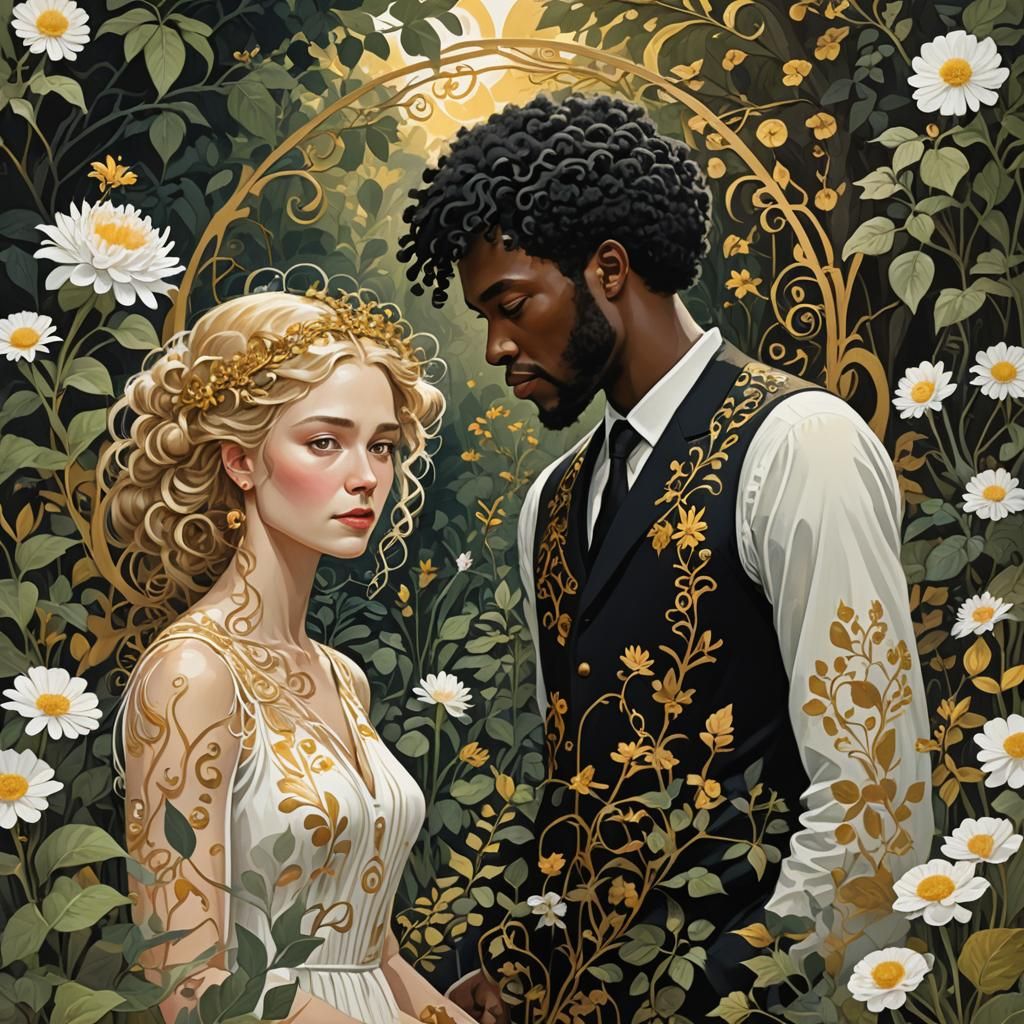 Radiant Secession Garden Scene of a Couple
