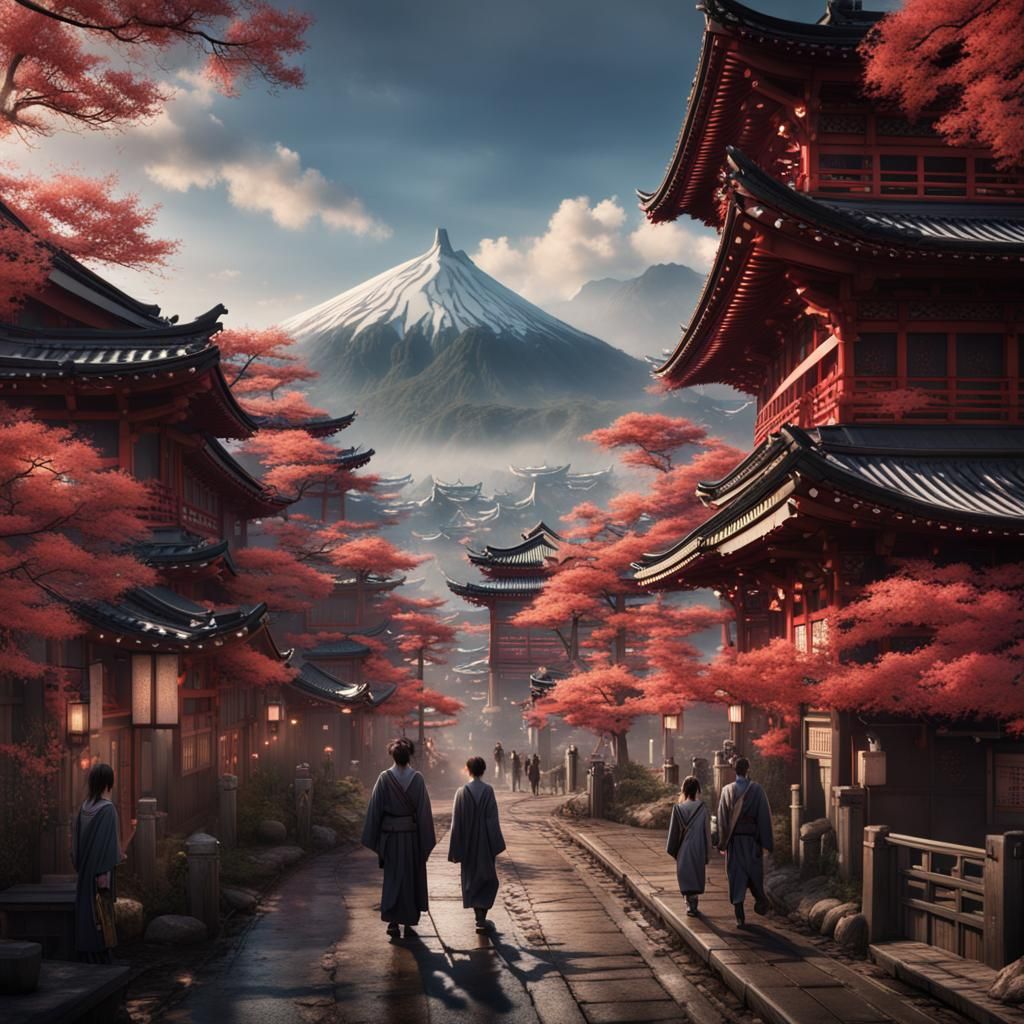 People in Japan: Detailed Matte Painting