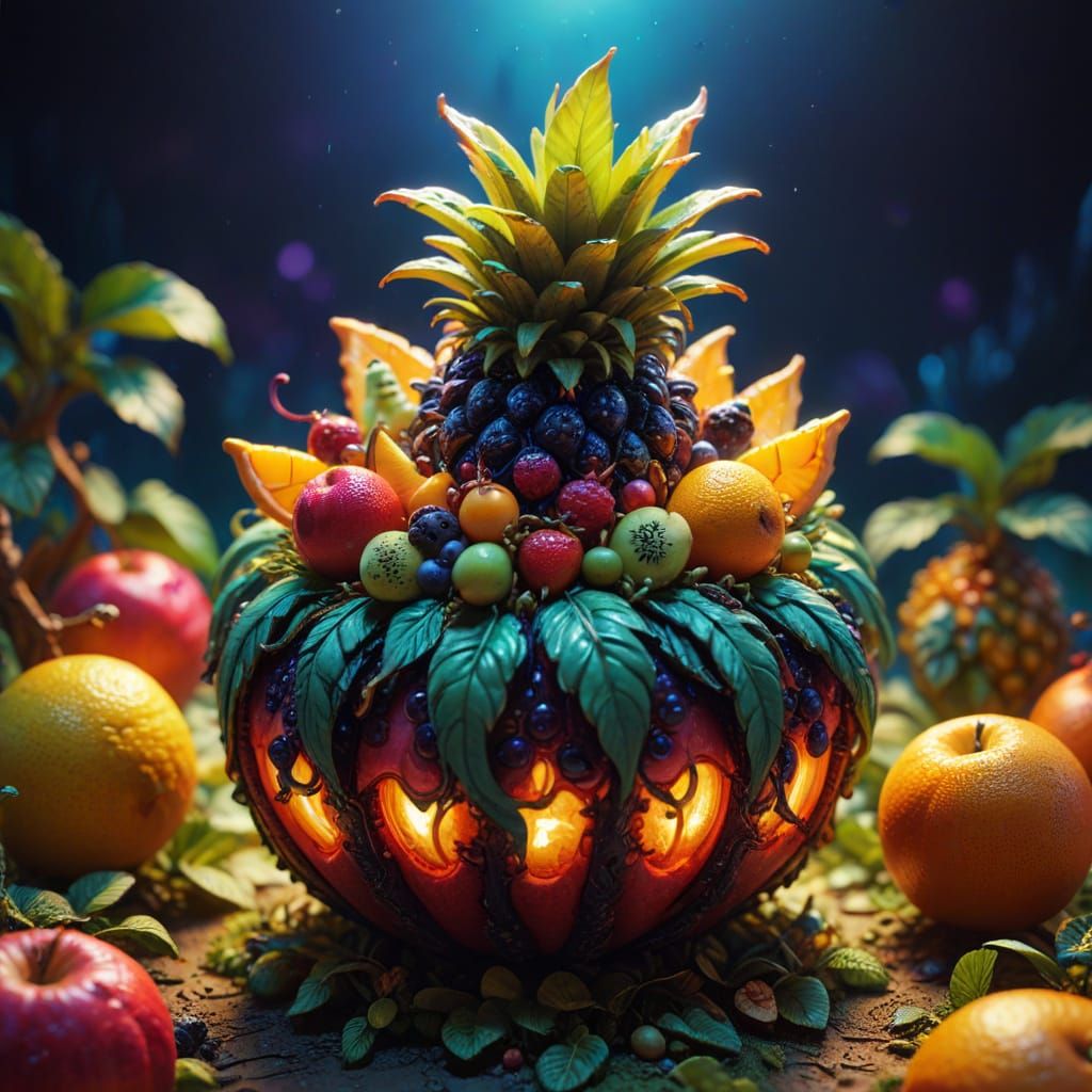 Miniature Worlds Inside Fruit: Vibrant Digital Art
