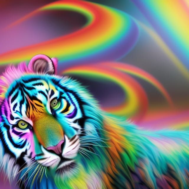 Rainbow Tiger in Comic Book Art Style