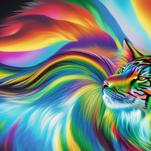 Rainbow Tiger in Comic Book Style