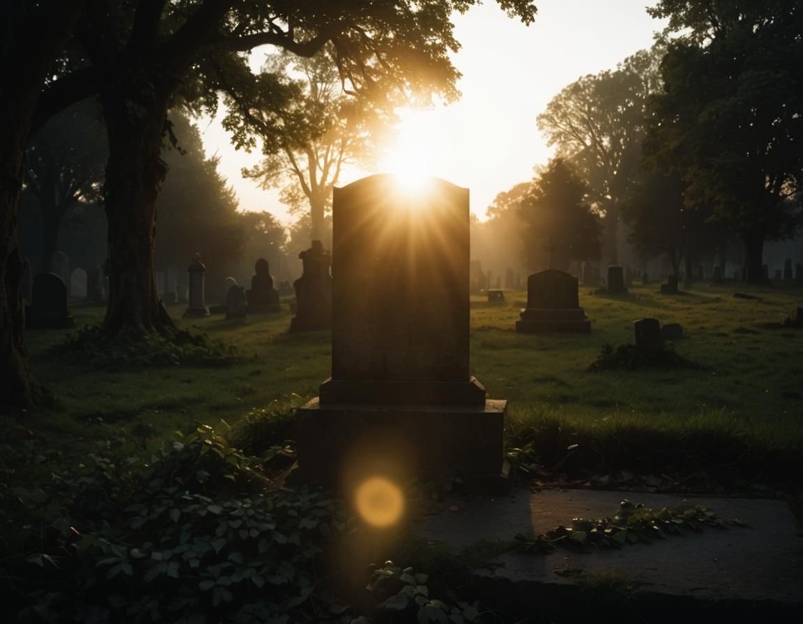 Graveyard Sunrise in Old Master Style