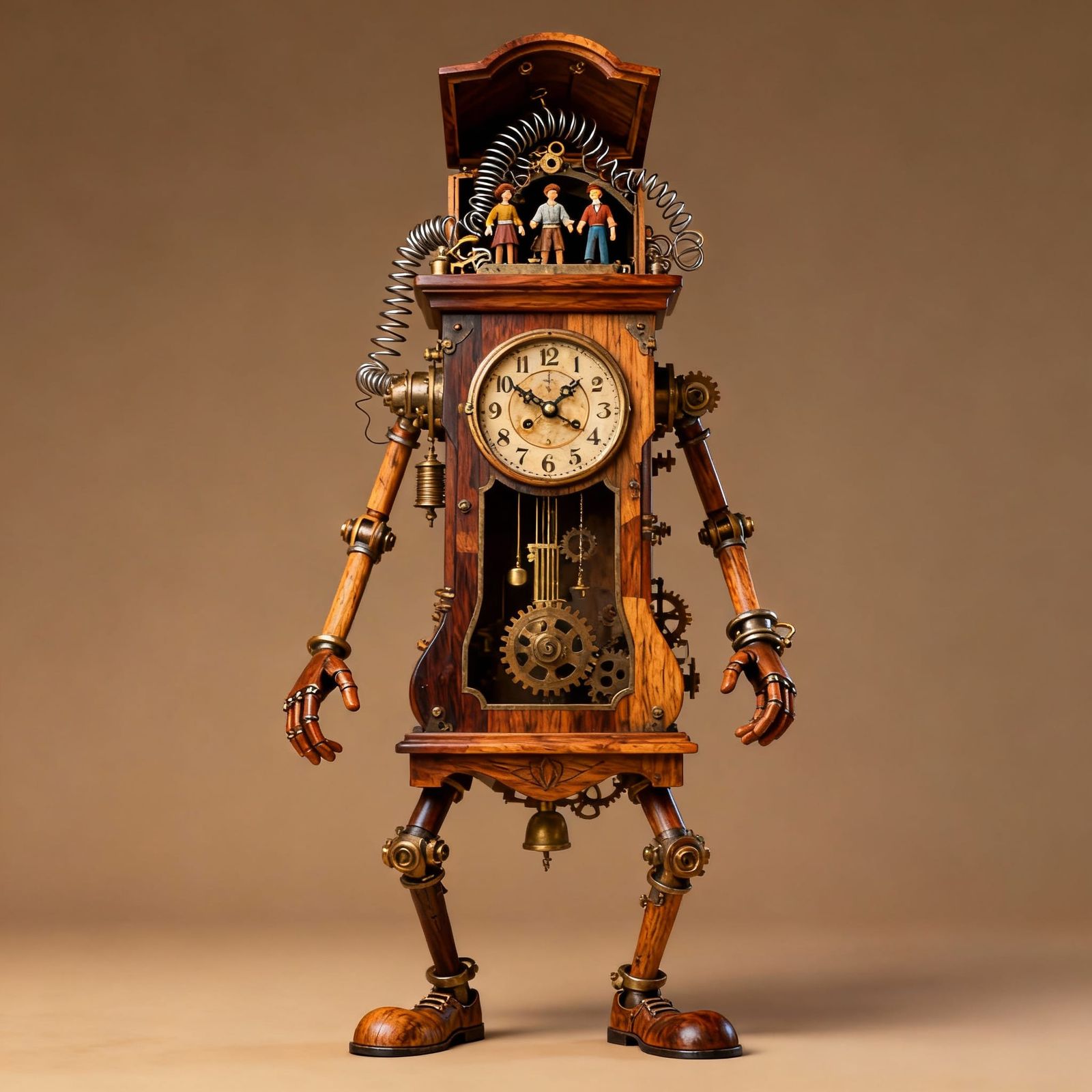 Surreal Grandfather Clock with Humanoid Features and Spillin...