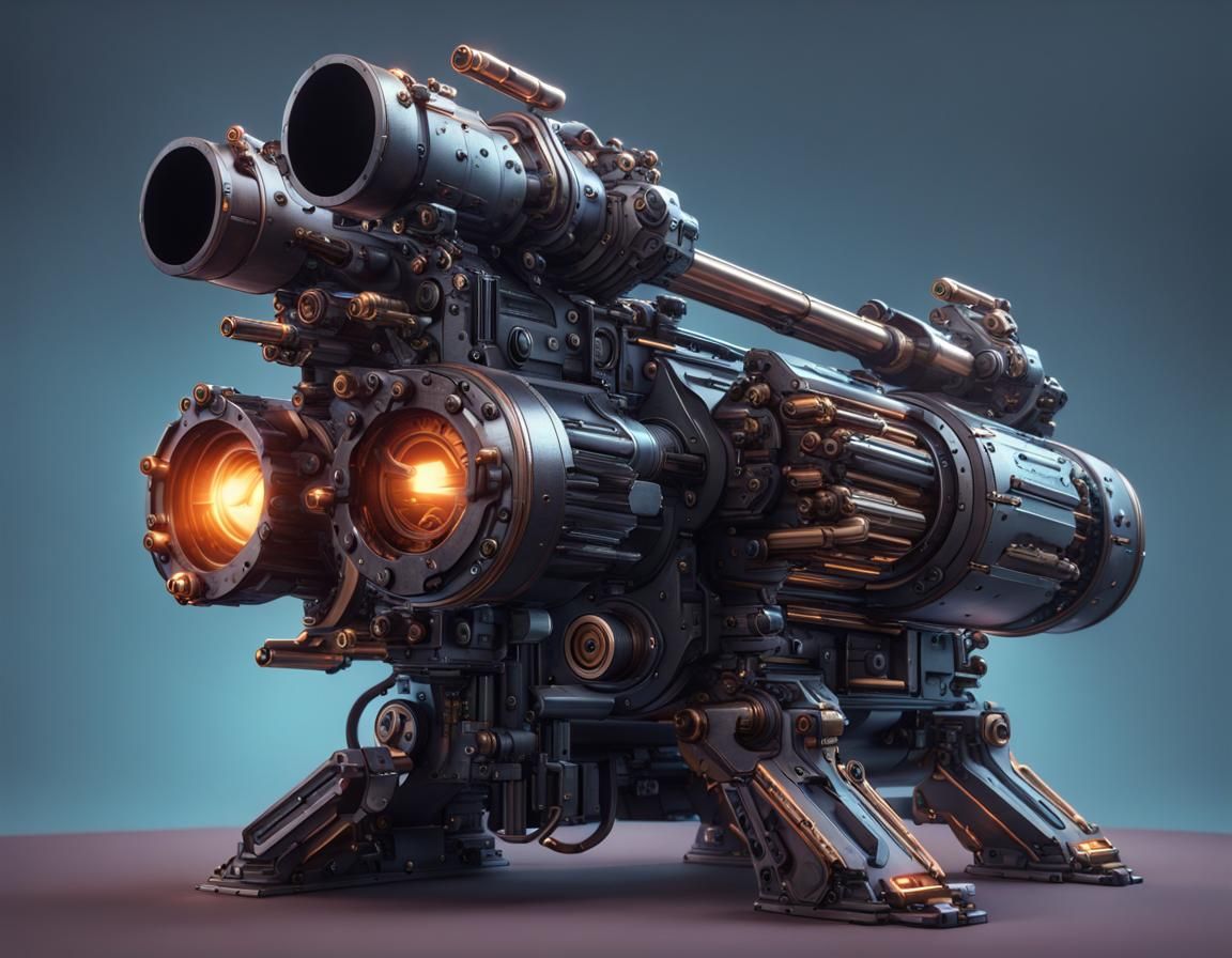Sci-Fi Gatling Gun Concept Art in 8K