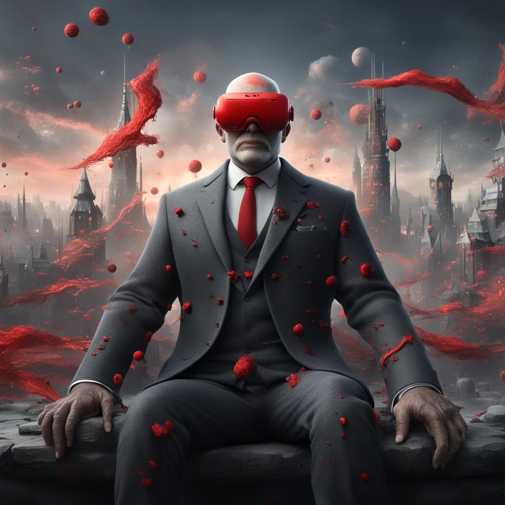 Giant in VR Goggles: Detailed Matte Painting