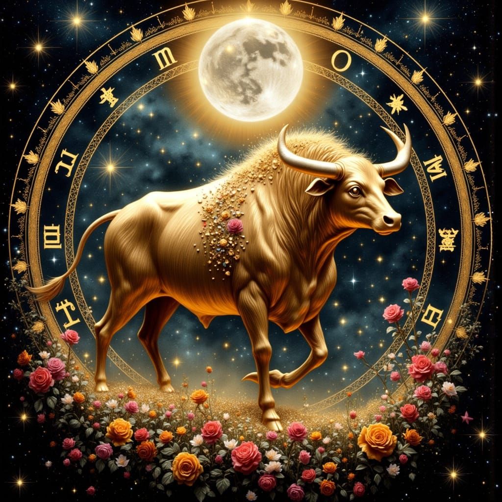 Venus in a Zodiac Tapestry of Gold and Silver, with a Cosmic...