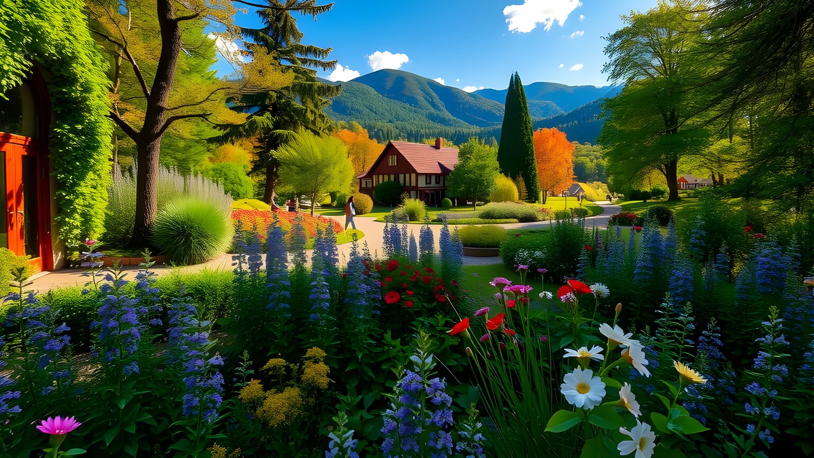 Serene Countryside Resort in Breezy Weather