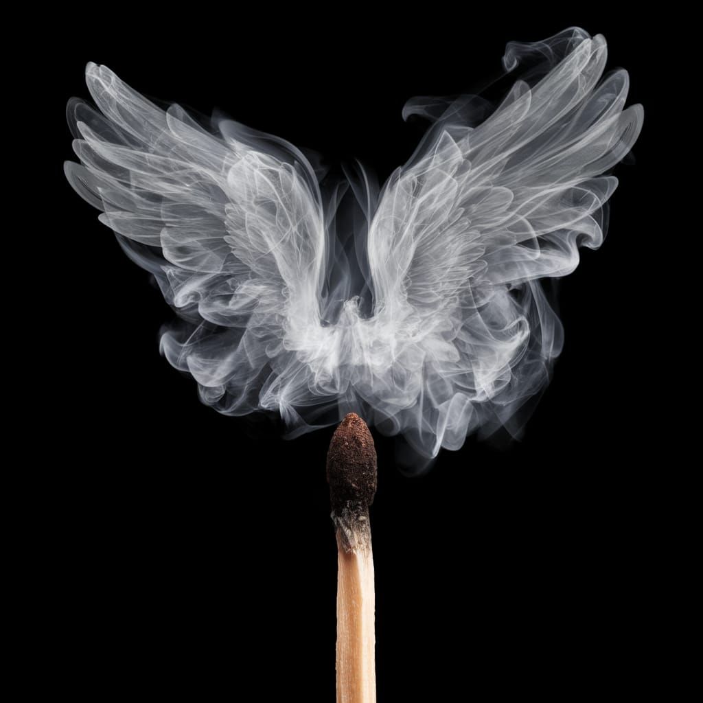 Ashen Angel Ascends from Smoldering Ruins