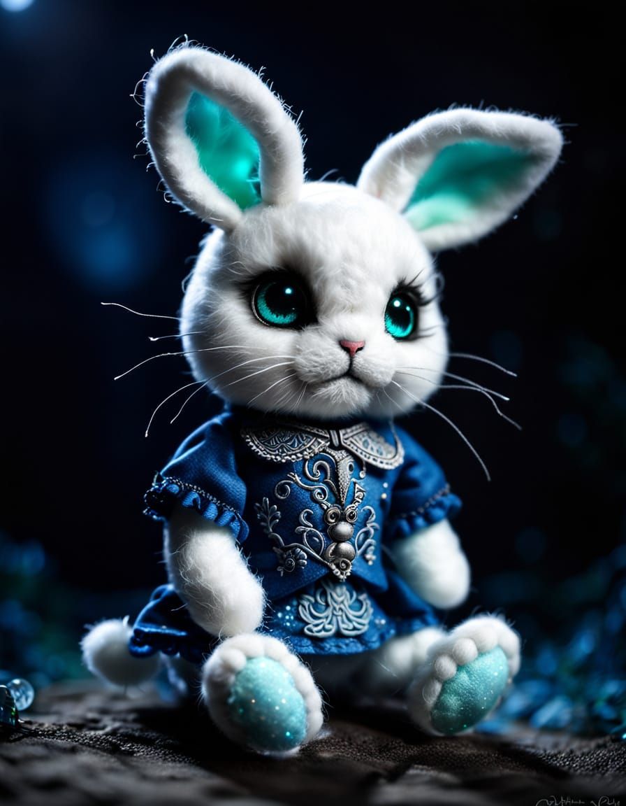 Moonlight Chibi Ragdoll Bunny with Opal Eyes