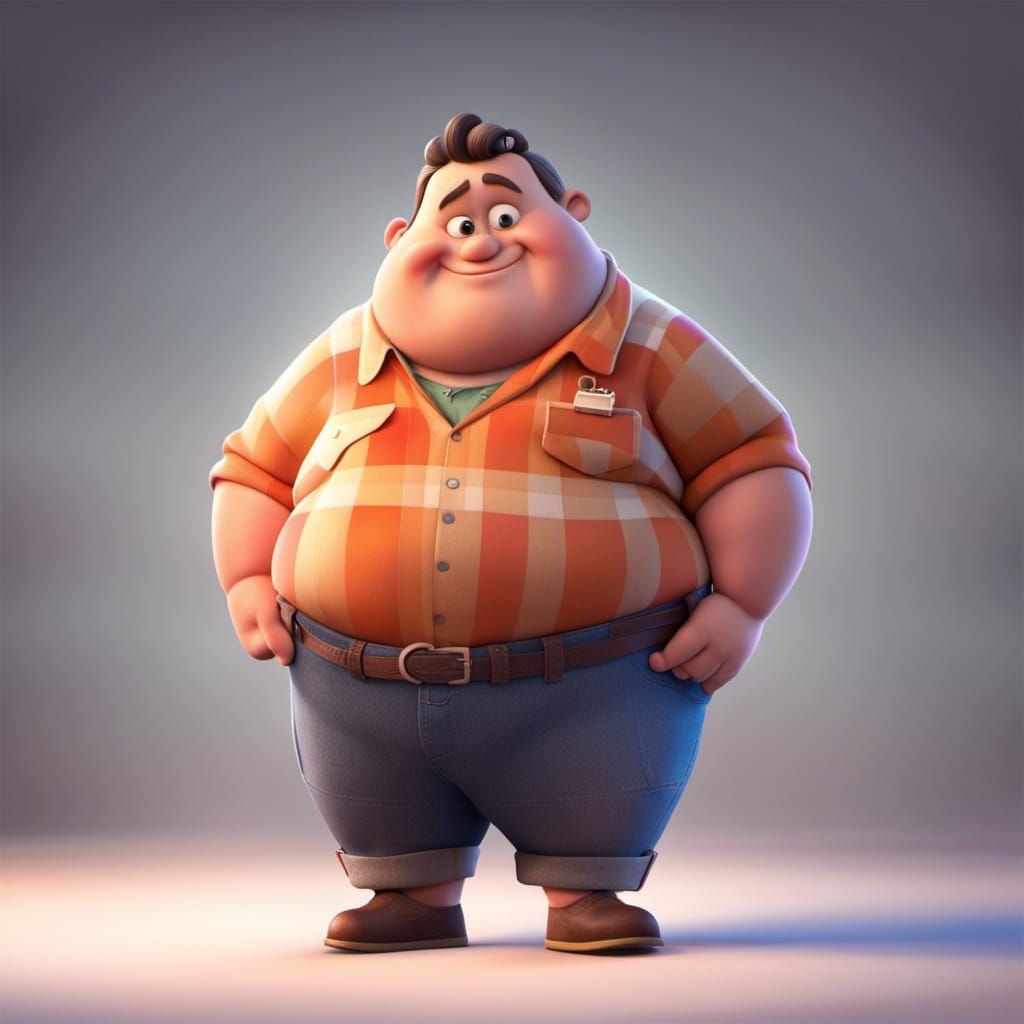 Pixar-Style 3D Rendering of a Stout Character