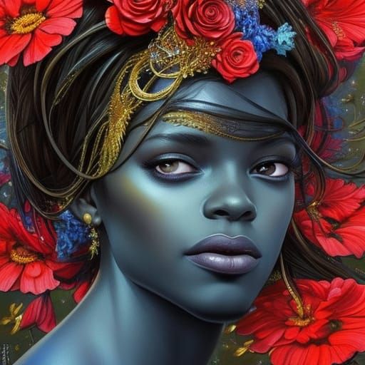 Neo-Victorian Black Female Portrait in Fantasy Style