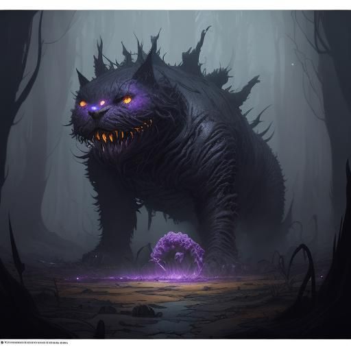 Otherworldly Catbus in Dark Fantasy Style