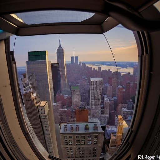 Golden Hour Bird's Eye View of New York City