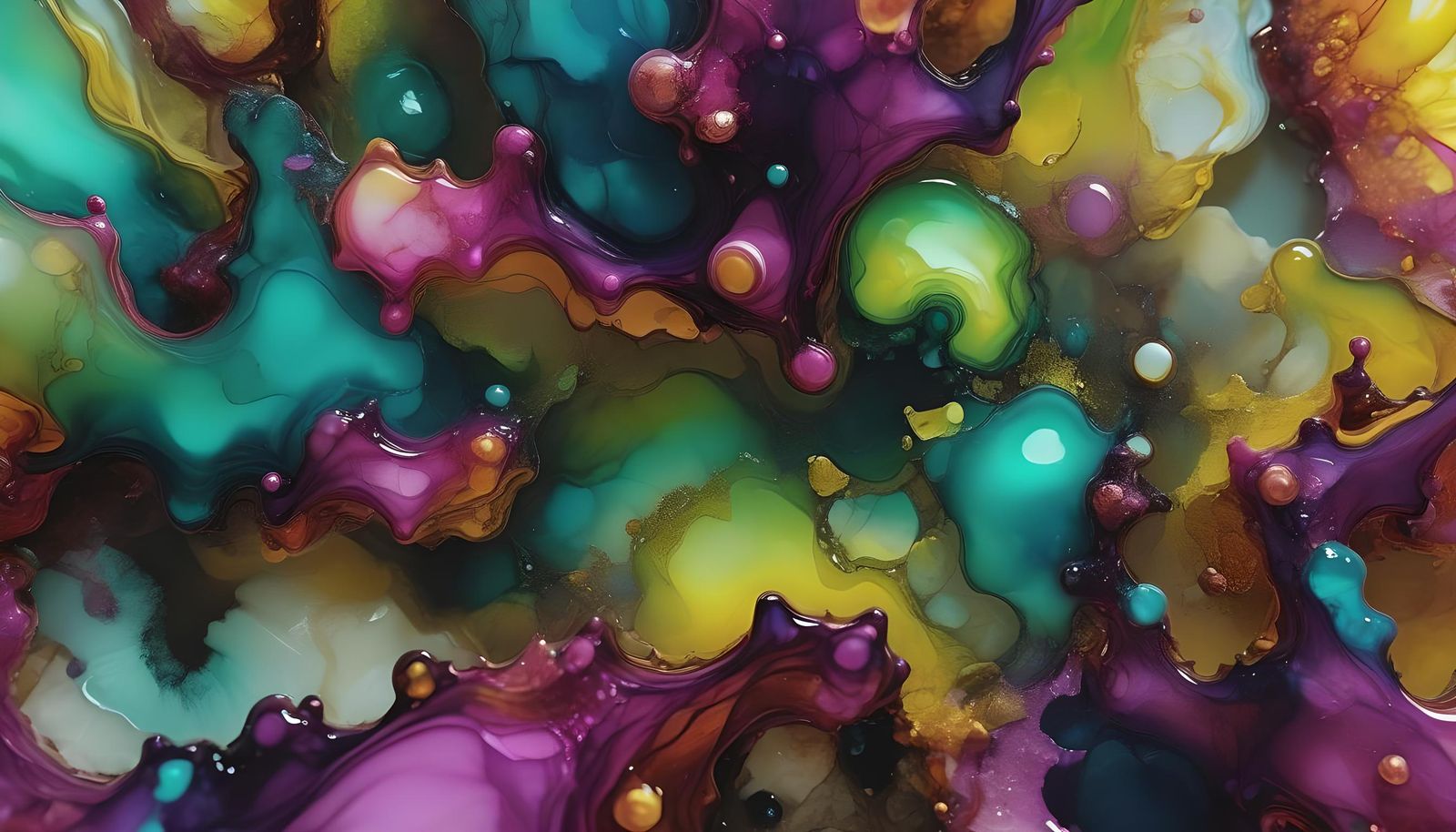 Fluorescent Alcohol Ink Abstract with Volumetric Depth