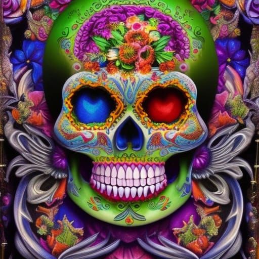 Day of the Dead Skull: Intricate Matte Painting