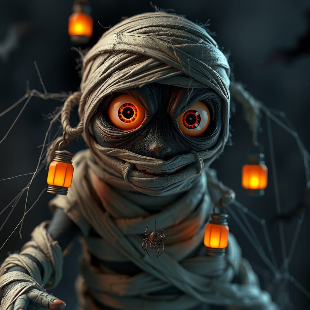 Eerie Mummy Creature in Pixar-Style 3D Realism