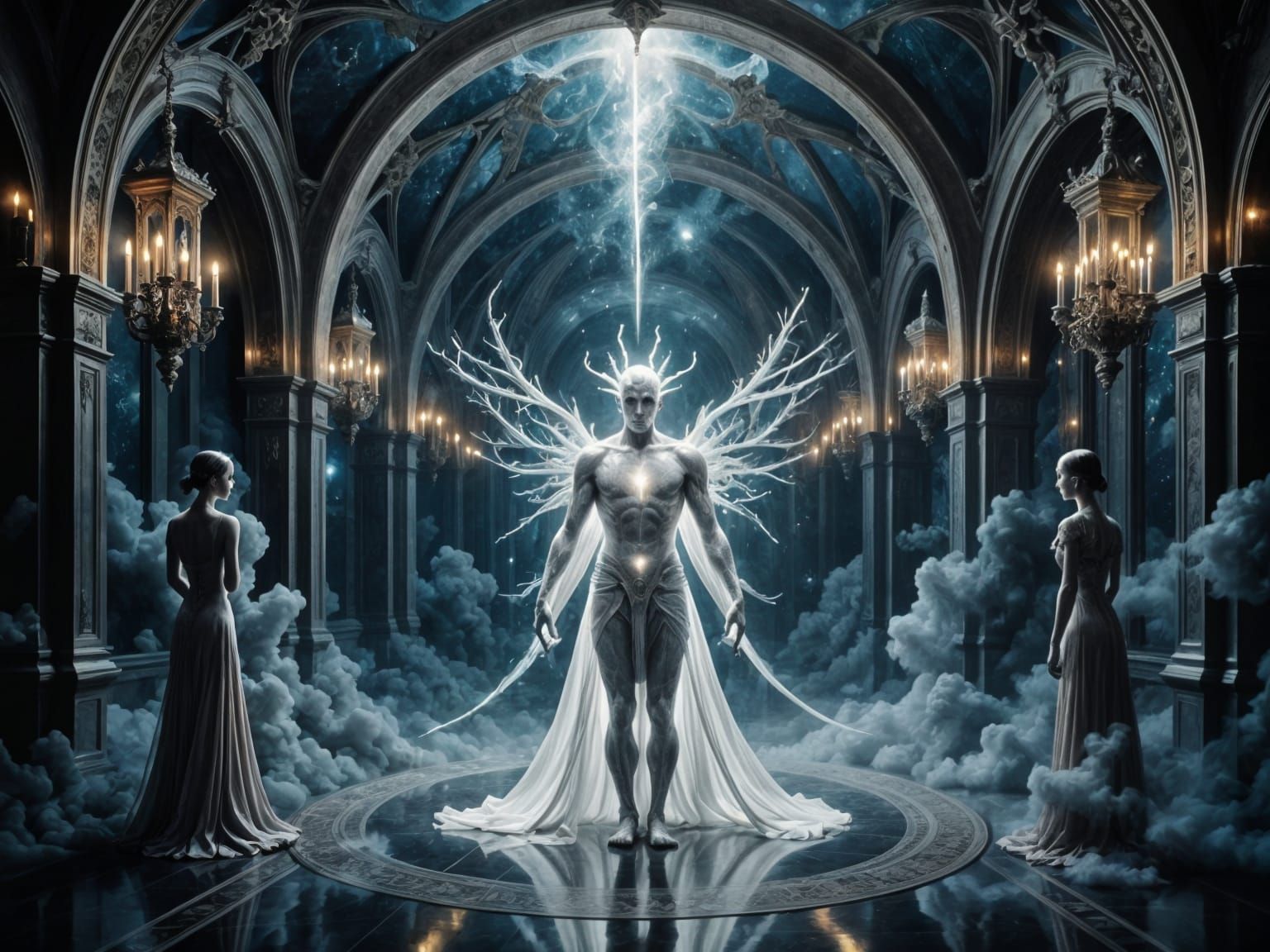 Shimmering Ghost in Gothic Celestial Hall