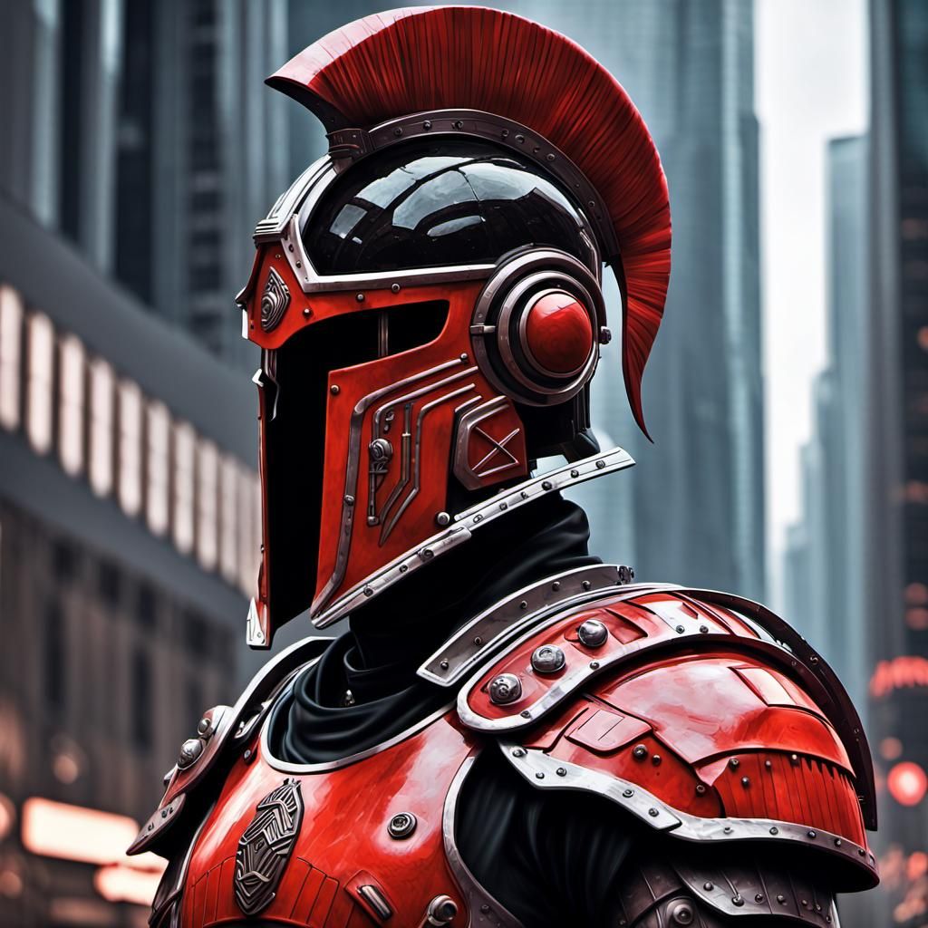 Cyberpunk Roman Praetorian Guard in Gothic Horror Style