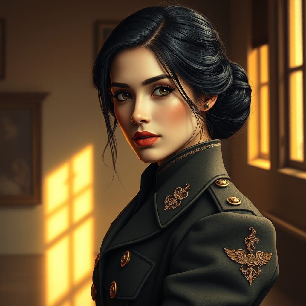 Stunning Vintage Soldier in Black and White Digital Art