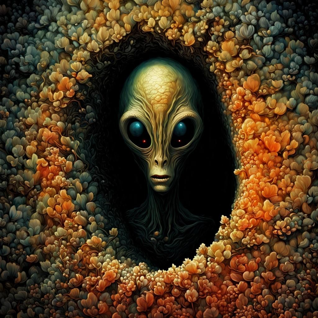 Space Alien Peeking: Zdzisław Beksiński Vector Art