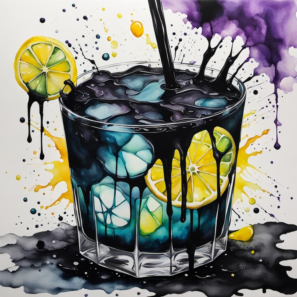 Gothic Black Lemonade in Alcohol Ink Style