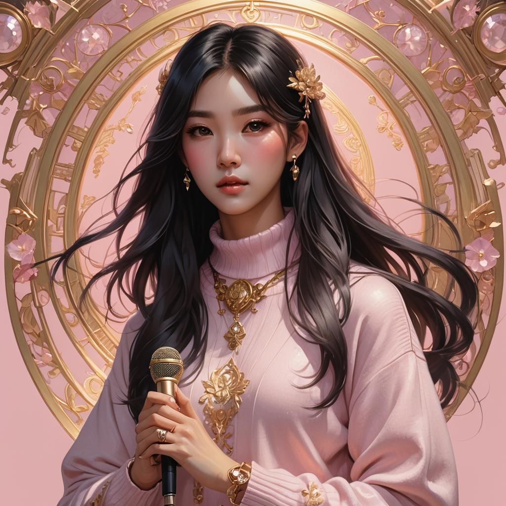 K-Pop Star Portrait in Art Nouveau Style