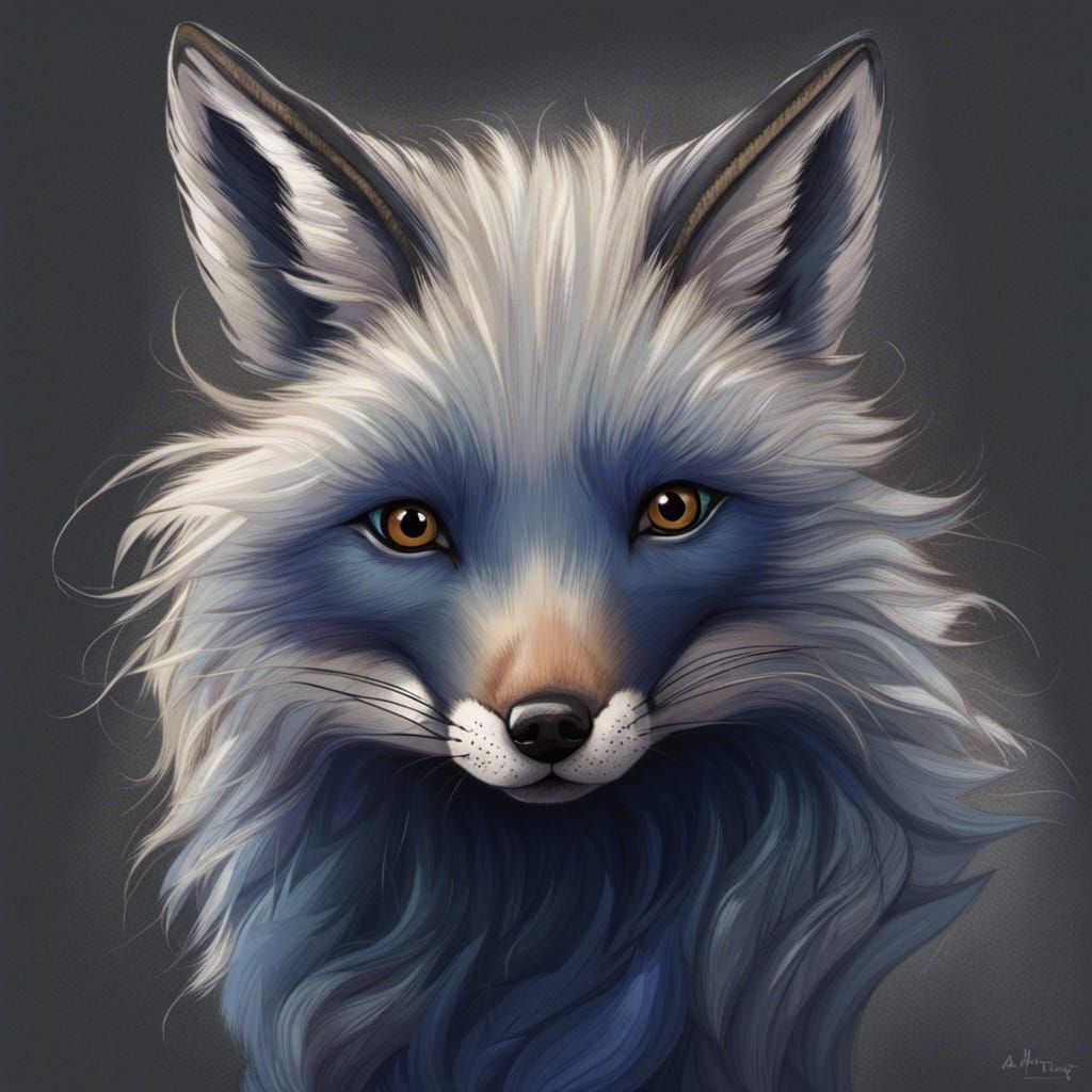 Dark Blue Fox Portrait