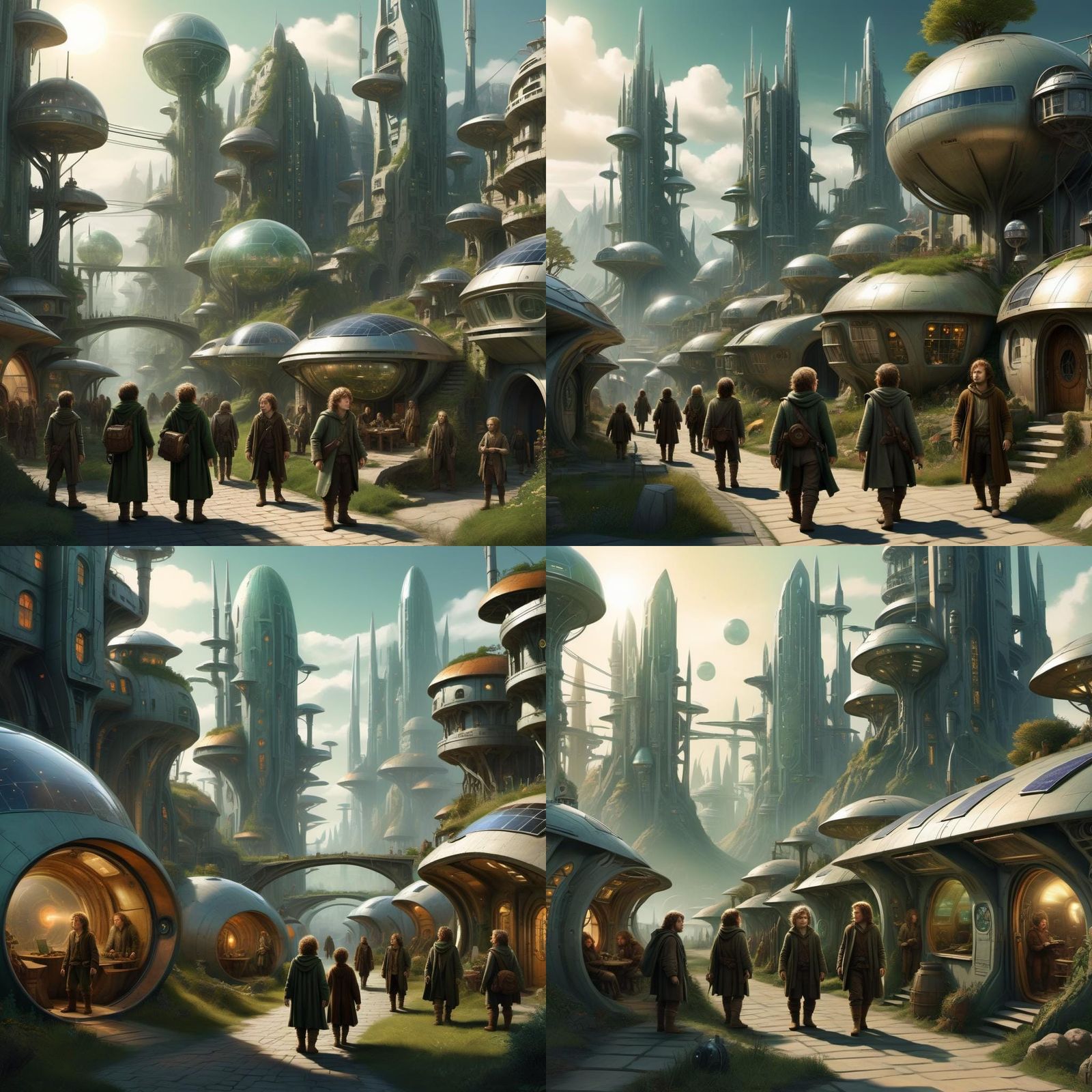 Hobbits Living in Futuristic Solarpunk City