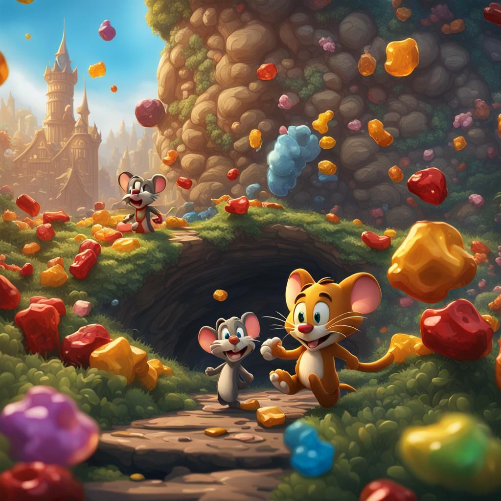 Gummy Bear Tom and Jerry in Fantasy Style