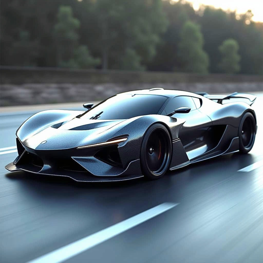 Carbon Fiber Hypercar in Dark Metallic Finish