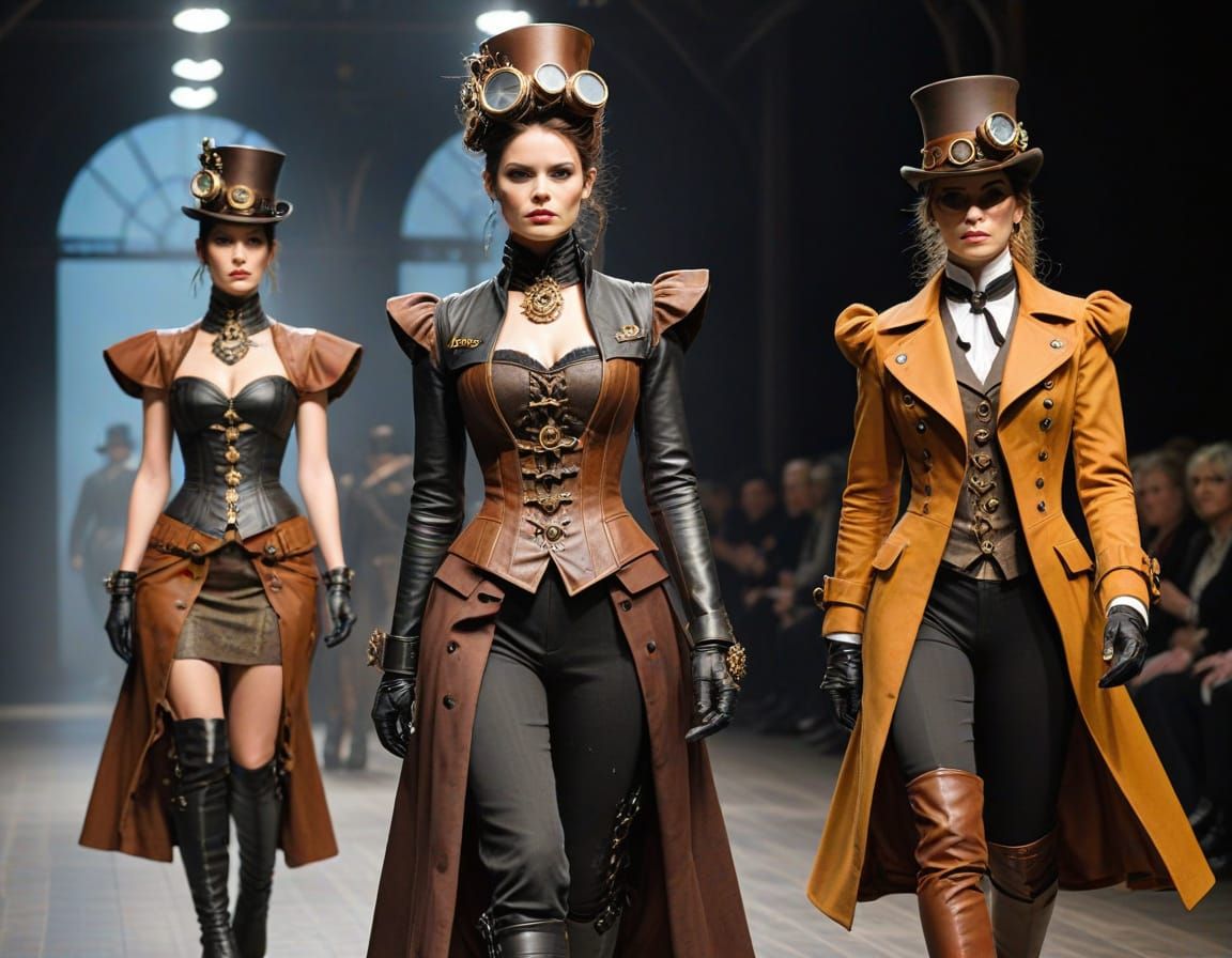 Steampunk Fashion Models Strut Down the Catwalk