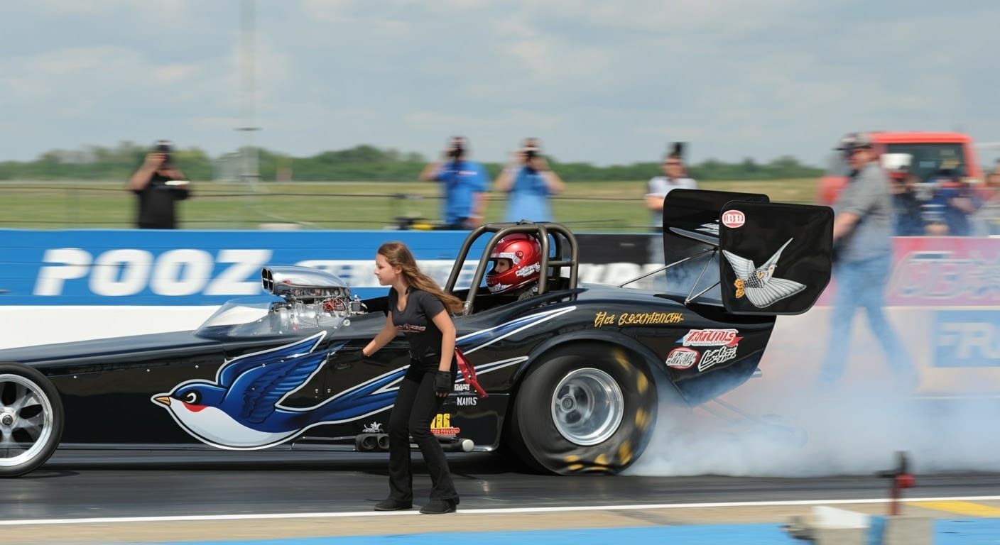 Vibrant Dragster Car at the Starting Line