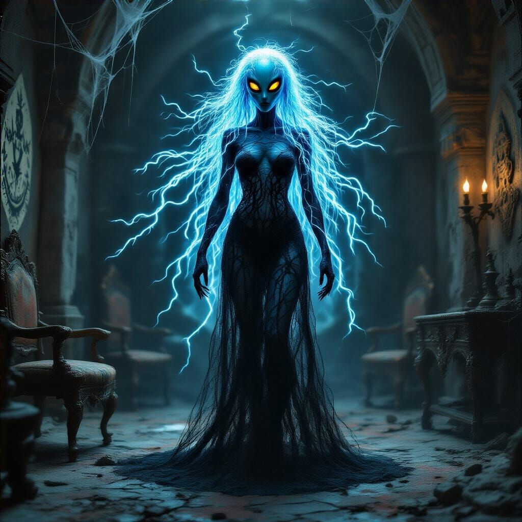Electric Gothic Alien Manifestation in Dark Fantasy Style