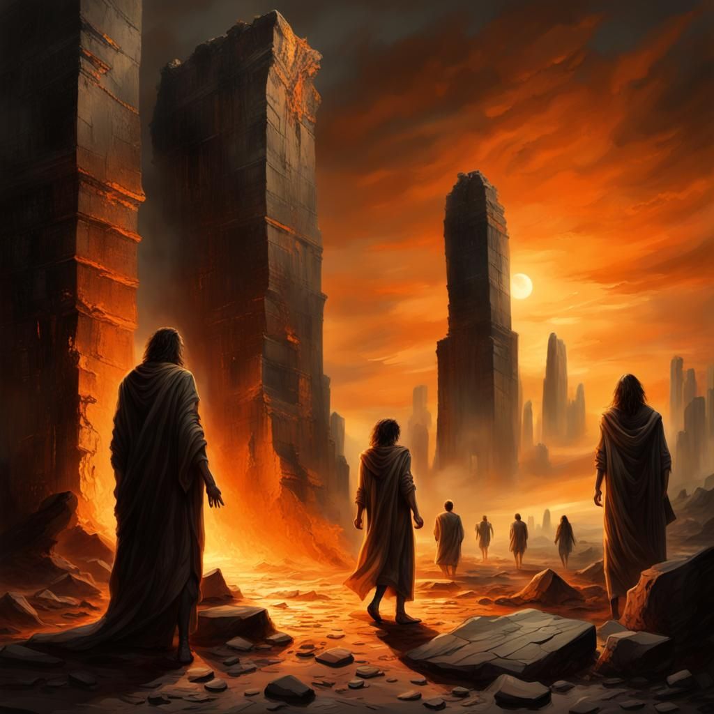 Petrified City: Dark Fantasy Disaster Art