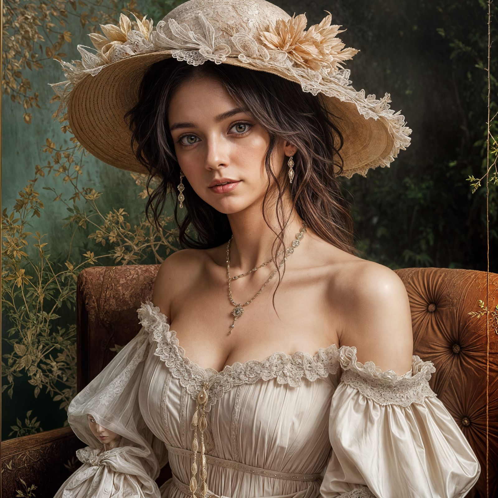 Edwardian Woman in Wide-Brimmed Hat, Portrait