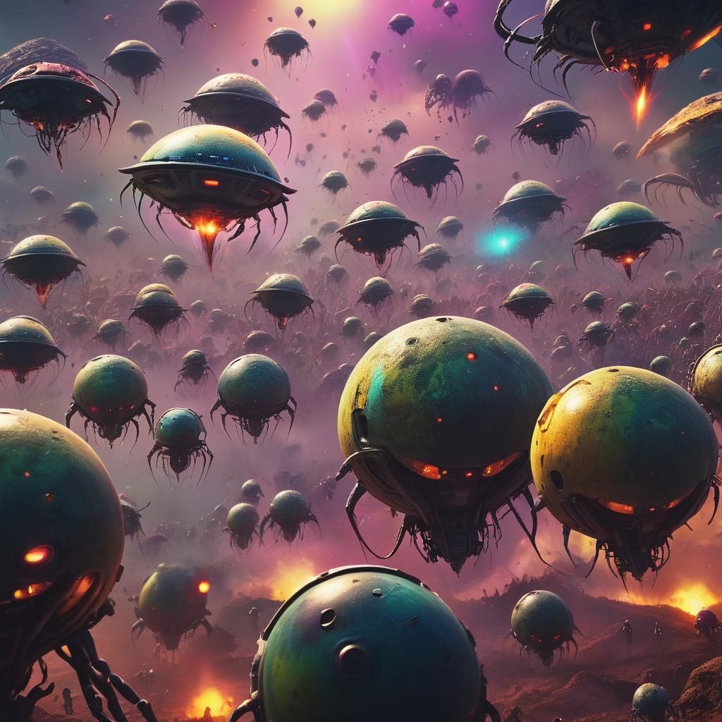 Cinematic Alien Invasion in Vibrant Colors