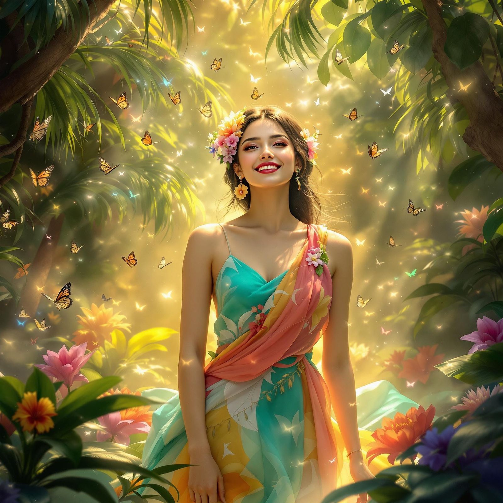 Exotic Jungle Goddess Radiates Joy
