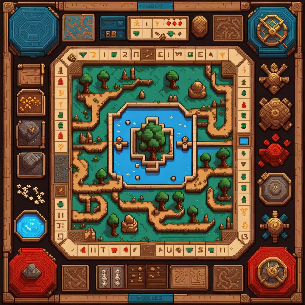 Ancient 8-bit Board Game in Pixel Art