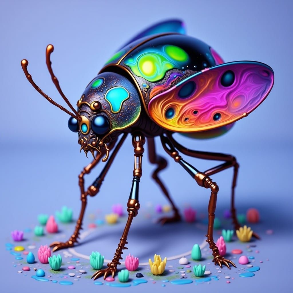 Incredible Ladybug Alien in Vibrant Iridescent Armor