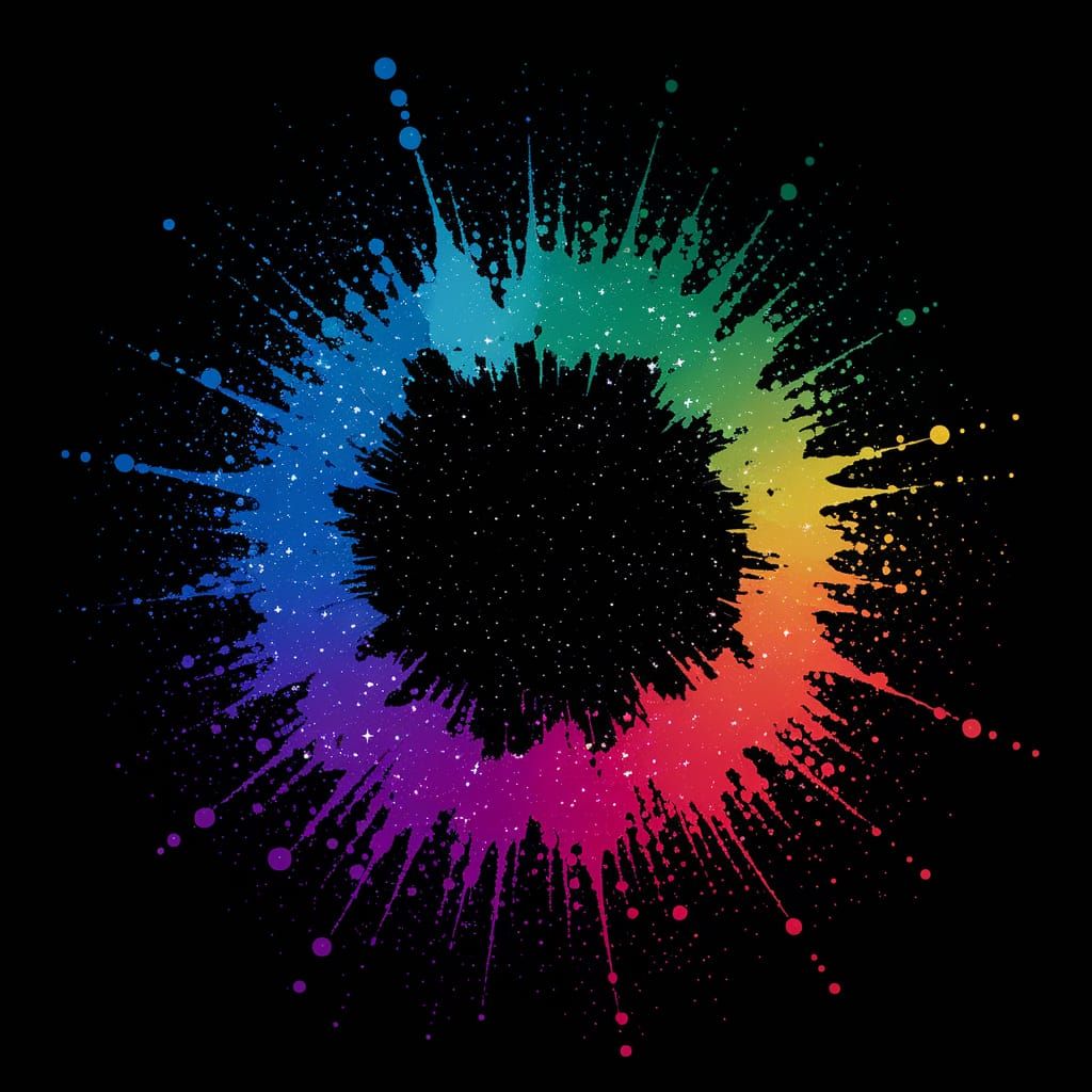 Paint Spill Starry Night Sky in Splash Art Style