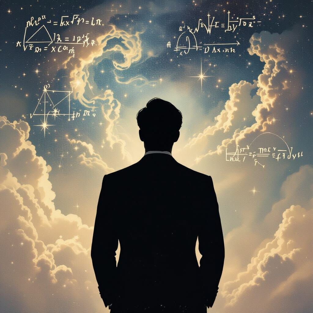 Ethereal Silhouette Gazing at Cosmic Stardust