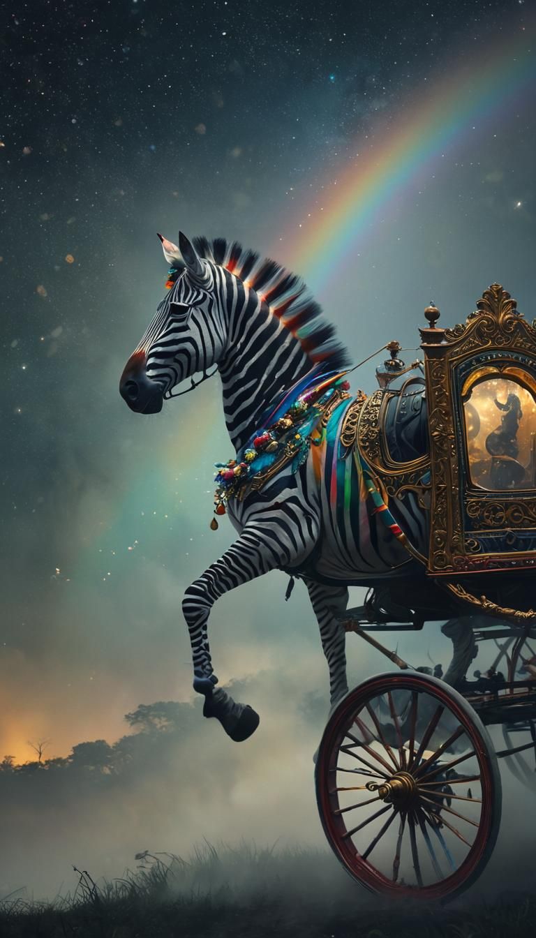 Baroque Zebra Unleashes Whimsical Magic Under Starry Skies