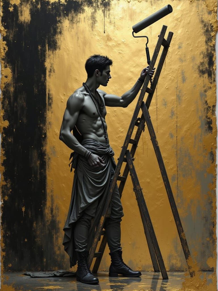 Michelangelo Paints with Gold: Charcoal Art